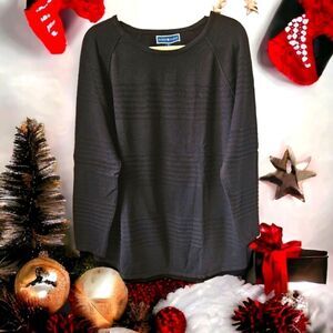 NEW KAREN SCOTT Plus Size Black Stripped Long Sleeve Sweater